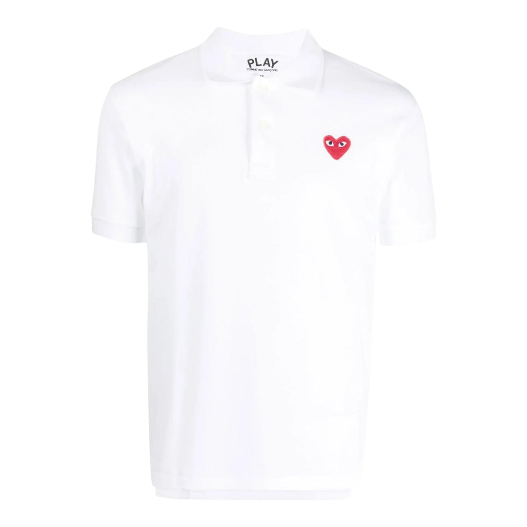 Club21 - COMME des GARCONS PLAY - Single Red Emb Polo Tee Men - POLOS - White