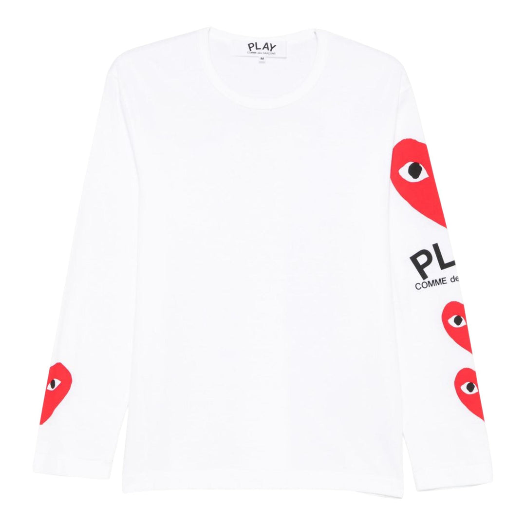 Club21 - COMME des GARCONS PLAY - Three Heart Sleeve Tee Unisex - TEES - White