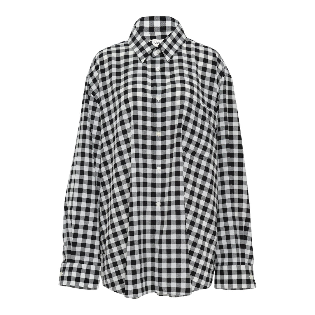 Club21 - COMME des GARCONS - Polyester Crepe De Chine Check Blouse - BLOUSES - Black