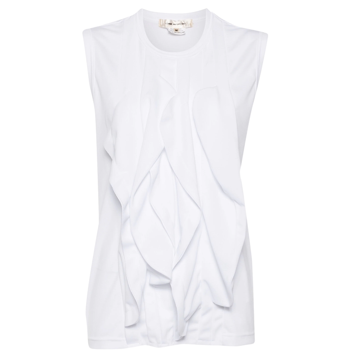 COMME_des_GARCONS_Polyester_Pique_Sleeveless_T-Shirt_White