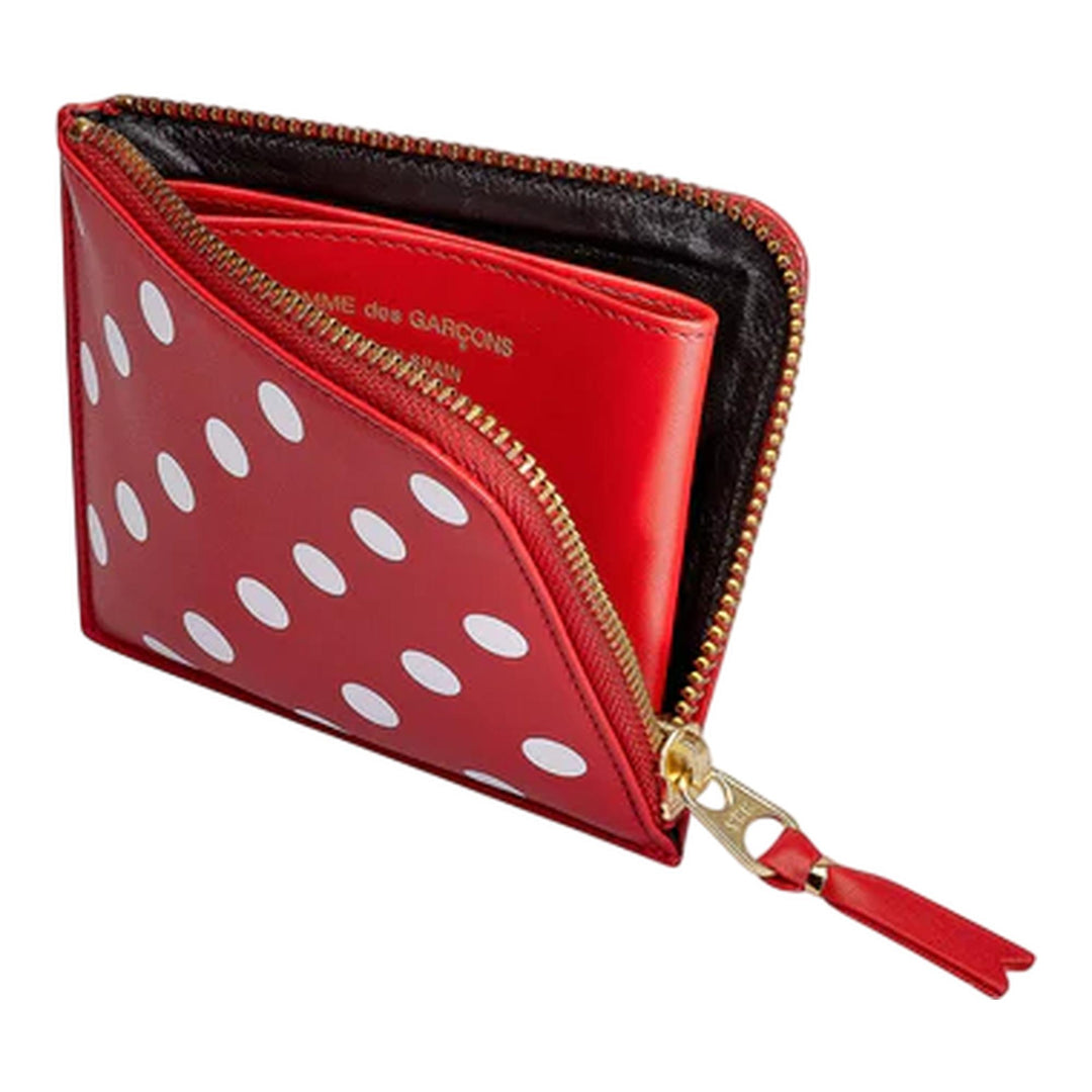 Club21 - COMME des GARCONS WALLET - Dots Printed Leather Wallet - WALLETS - Red