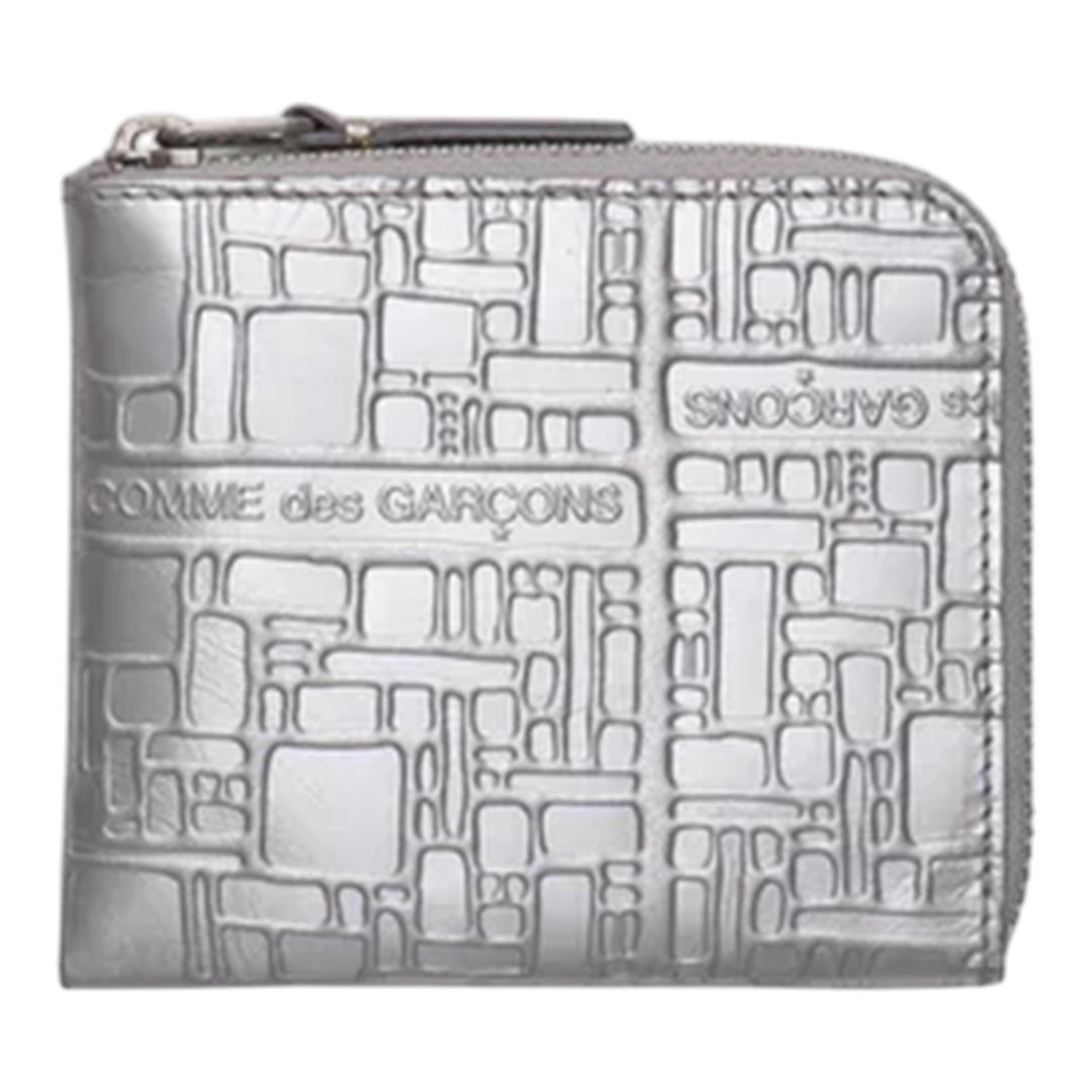 Club21 - COMME des GARCONS WALLET - Embossed Logo Type Wallet 110 X 100 - WALLETS - Silver