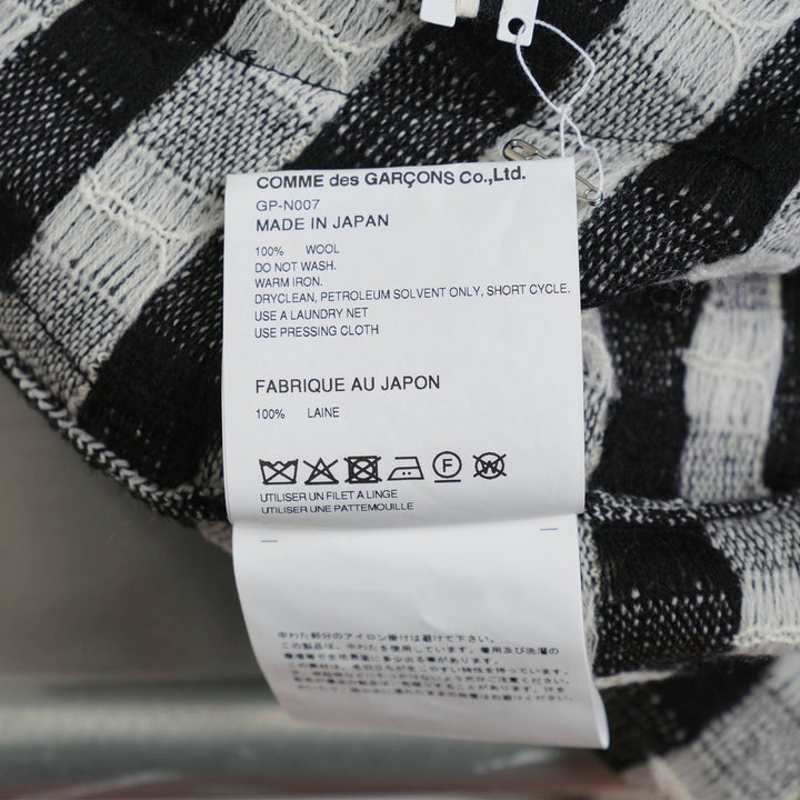 Club21 - COMME des GARCONS - Worsted Wool Jacquard Gingham Knit Top - KNIT TOPS - Black