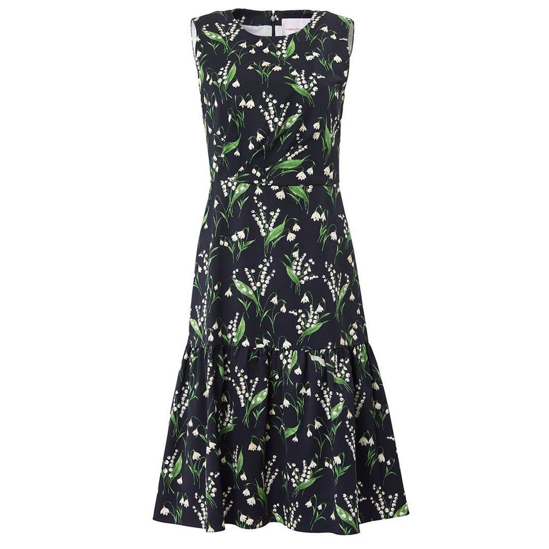 Floral-Print Flounce Hem Dress