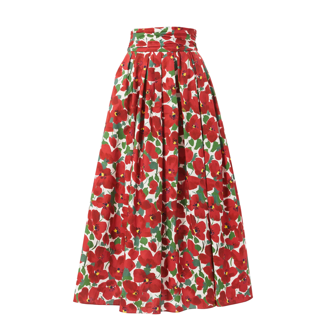 Carolina_Herrera_Midi_Skirt_With_Cummerbund_Waist_Red
