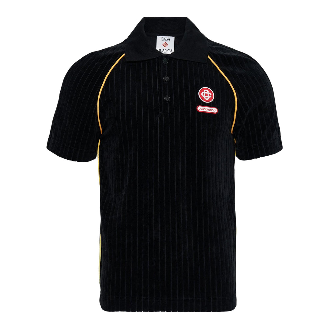 Club21 - Casablanca - Rib Velour Raglan Polo - POLOS - Black