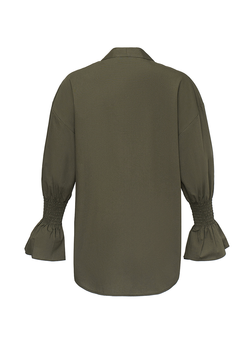 Club21-Collection-Silky-Cotton-Poplin-Frill-Blouse-Olive-2