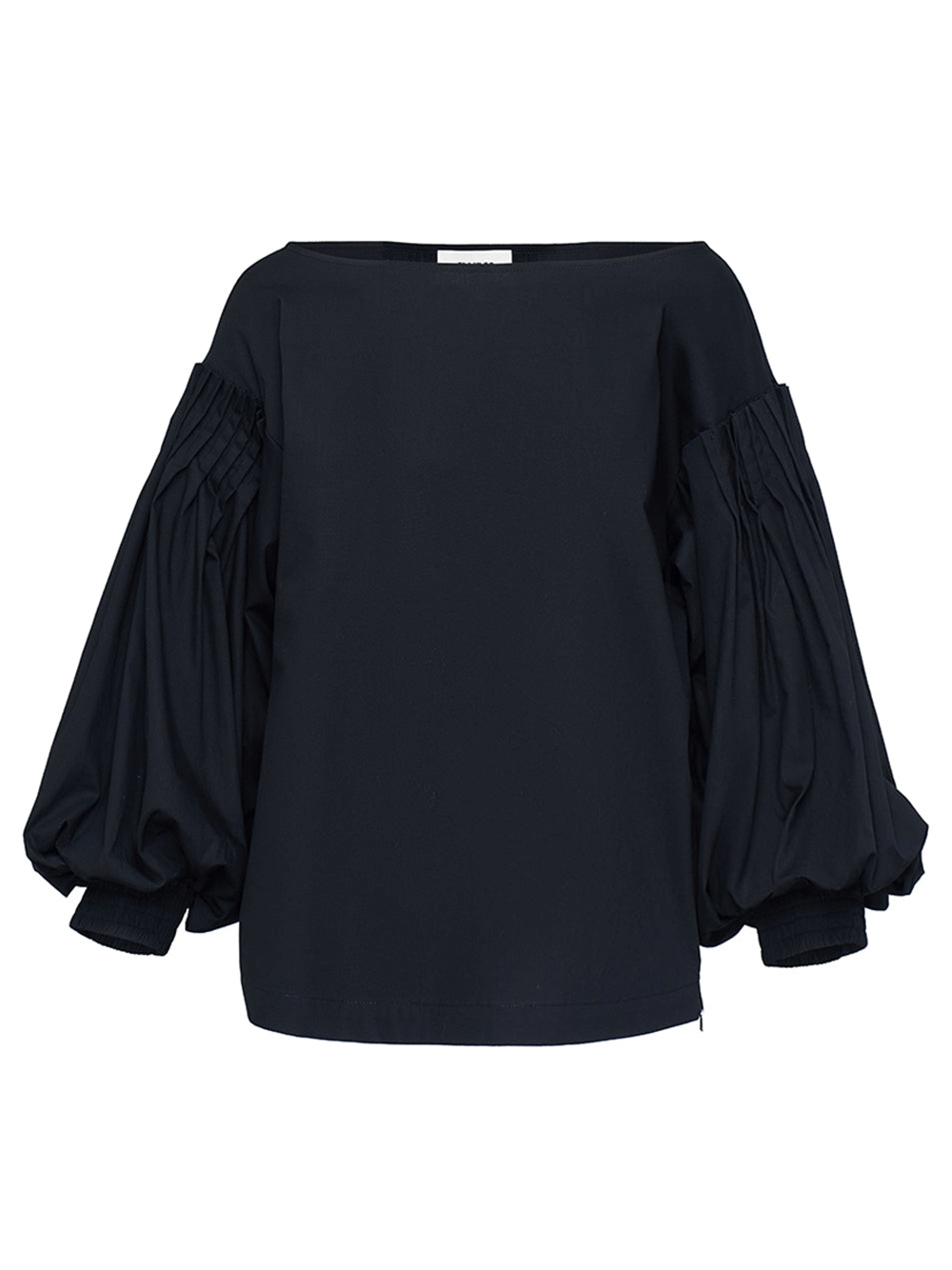 Club21-Collection-Silky-Cotton-Poplin-Puff-Blouse-Black-1