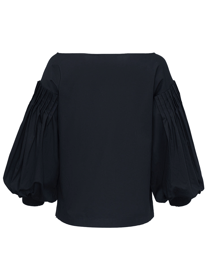 Club21-Collection-Silky-Cotton-Poplin-Puff-Blouse-Black-2