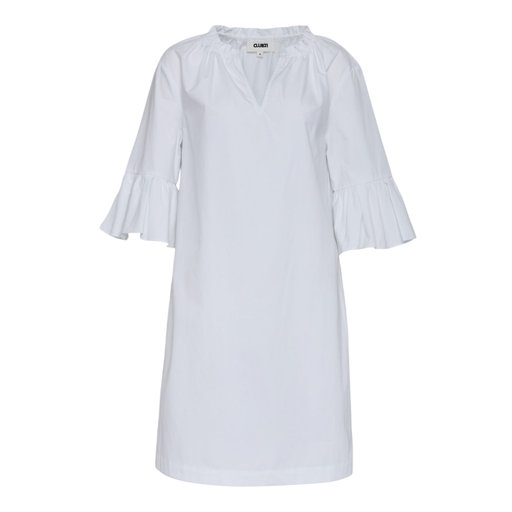 Peach Cotton Poplin Frill Dress