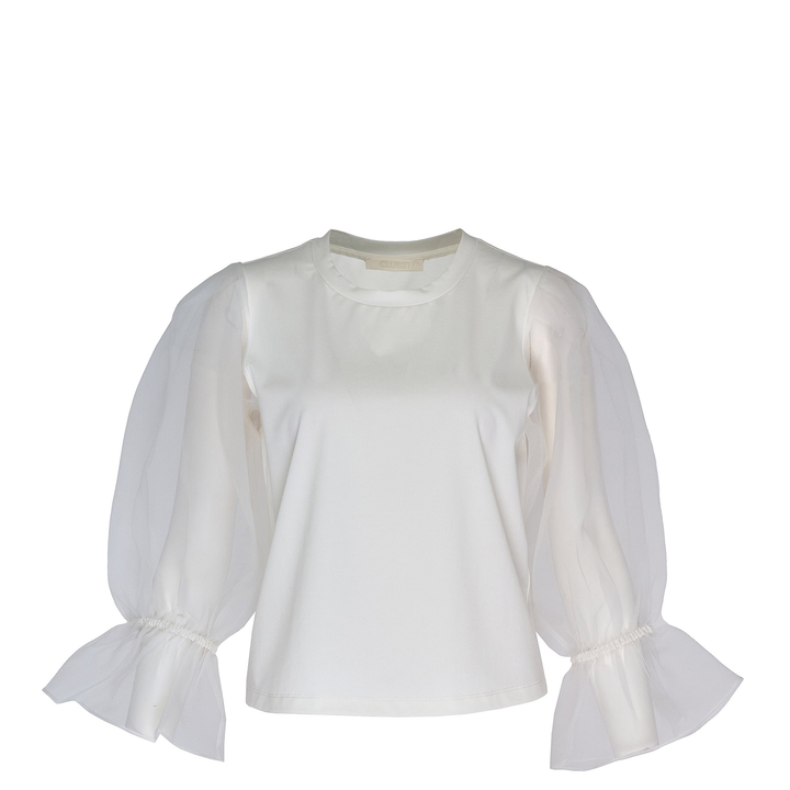 Club21_Collection_Triacetate_Satin_Knit_Organza_Top_White