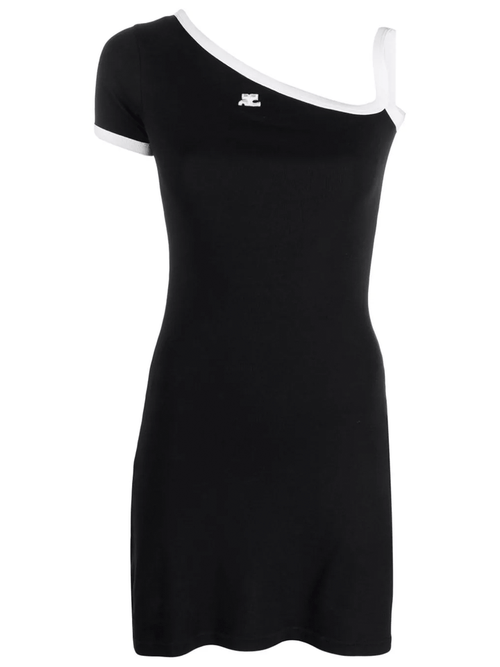 Courreges-Asymetrical-Contrast-Dress-Black-1