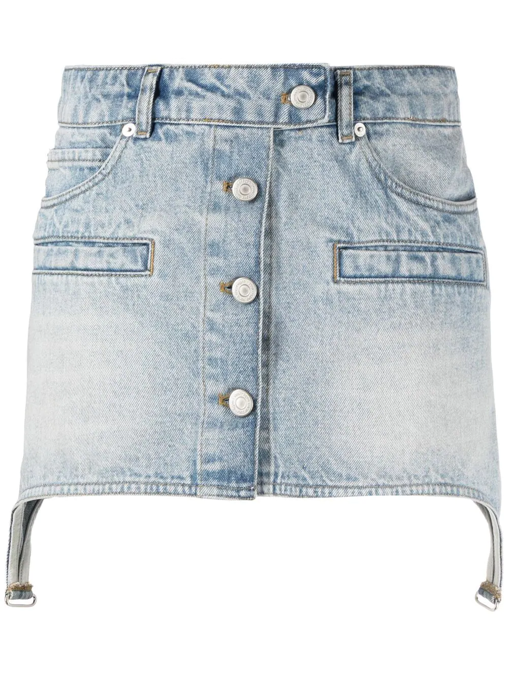 Courreges-Dirty-Blue-Denim-Strap-Mini-Skirt-Denim-1
