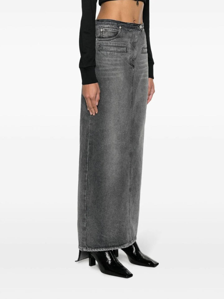 Courreges-Heritage-Stone-Denim-Long-Skirt-Grey-3