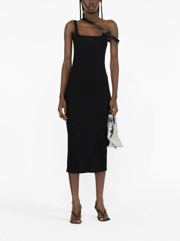 Courreges-Strap-Biais-90 ??s-Rib-Dress-Black-2
