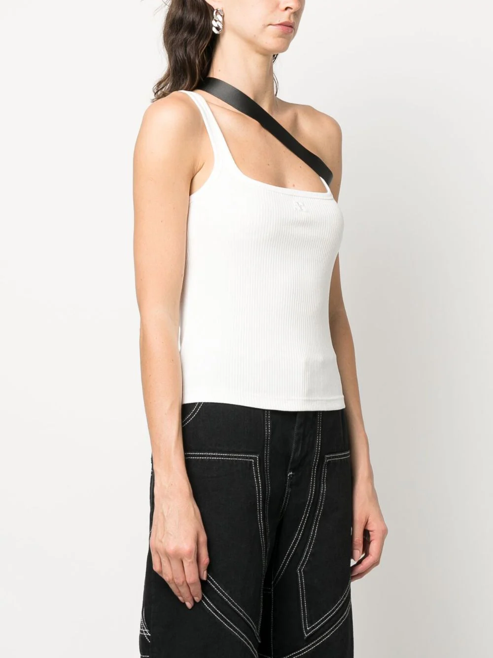 Courreges-Strap-Biais-90 ??s-Rib-Tank-Top-White-3