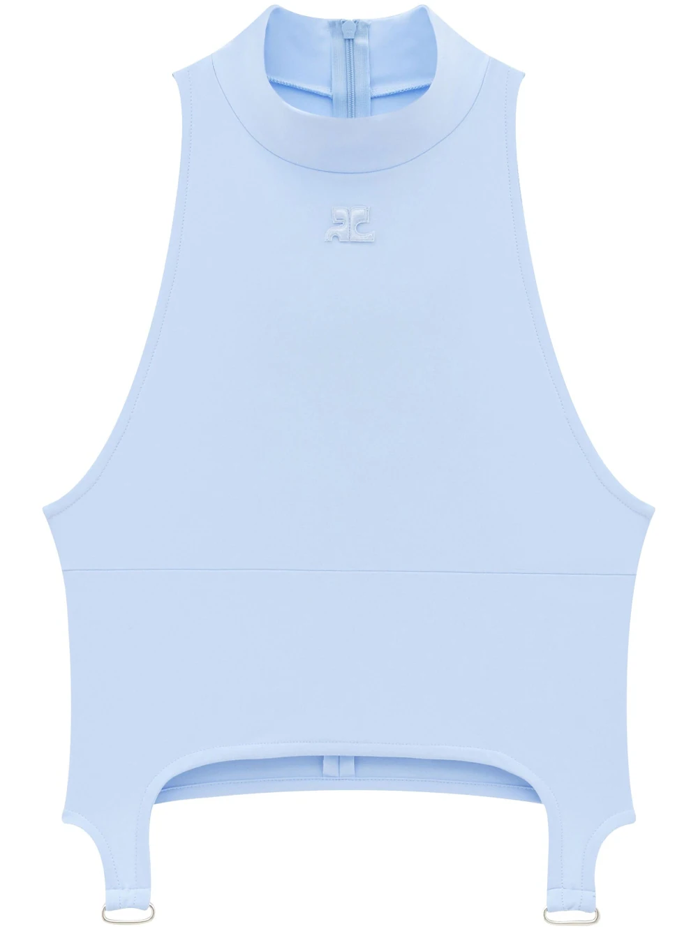 Courreges-Tech-Jersey-Suspenders-Tank-Top-Blue-1