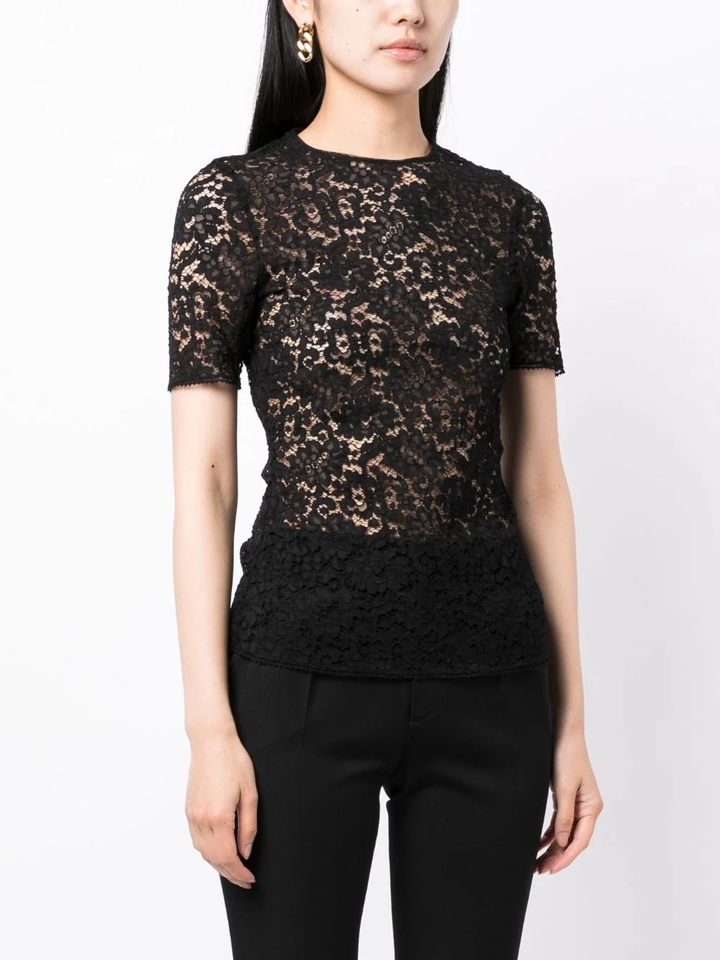 Del Core Short-Sleeved Lace Top Black 3