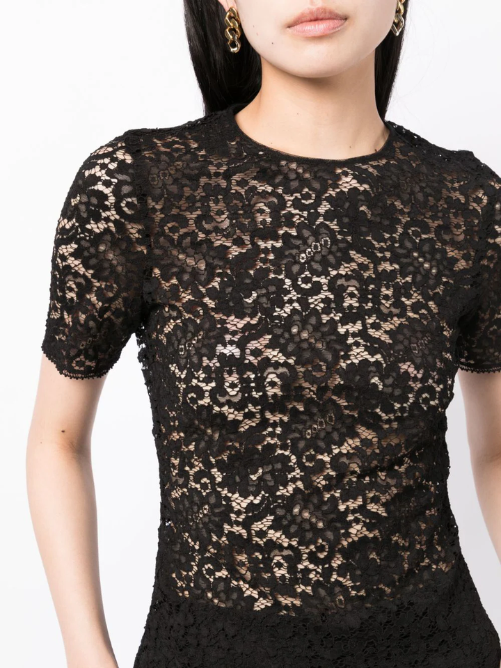 Del Core Short-Sleeved Lace Top Black 4