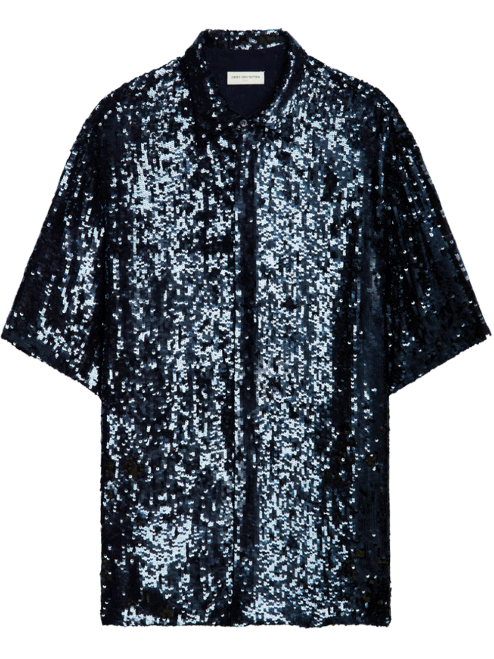 Dries-Van-Noten-Shiny-Paillettes-On-Viscose-Shirt-Navy-1