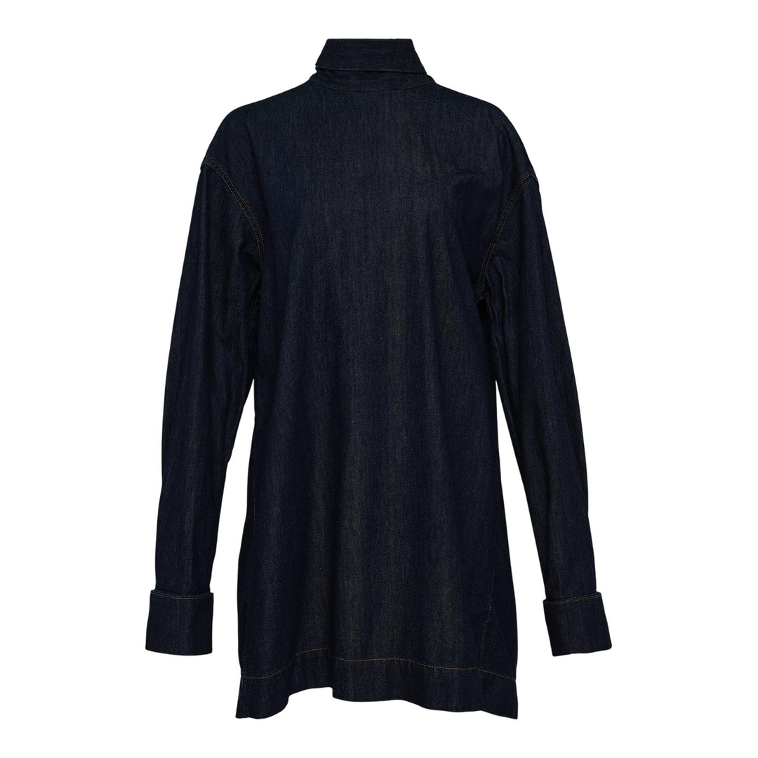 Club21 - Dries Van Noten - Loose Fit Blouse With Pleated Detail - WOVEN TOPS - Denim
