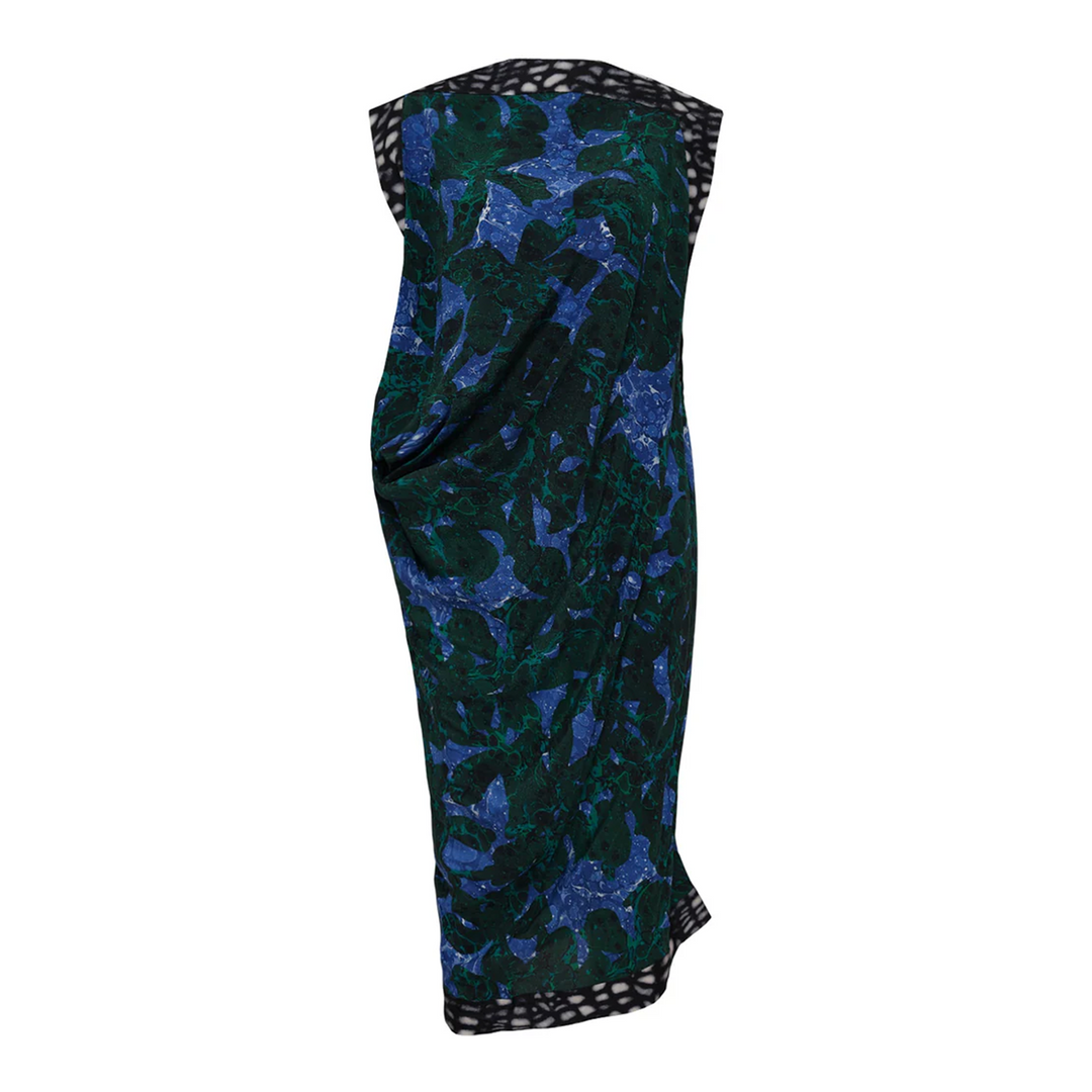 Marble Flower Silk Crepe Dress