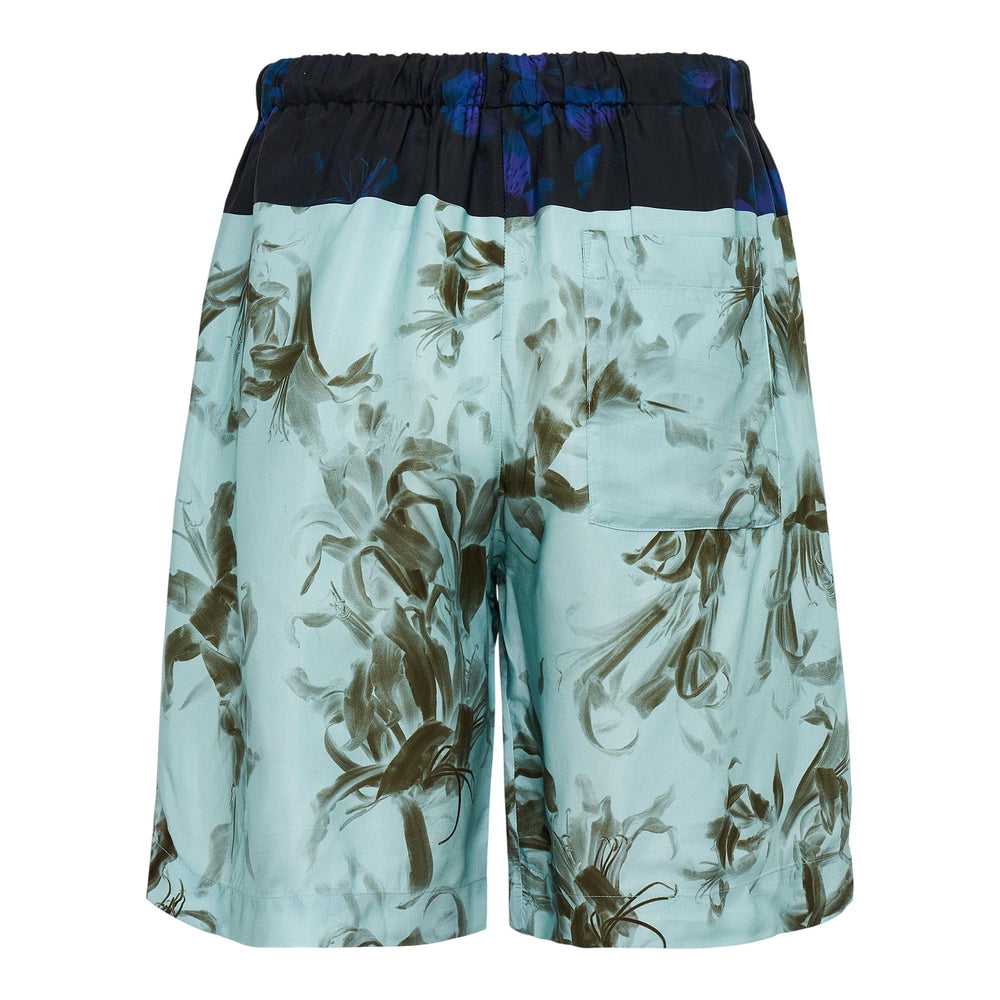 Club21 - Dries Van Noten - Nerine Flower Border Print Viscose Shorts - SHORTS - Green