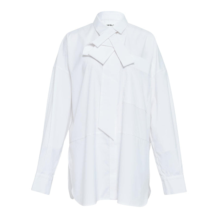 Club21 - ENFOLD - Asymmetrical Bow-Tie Shirt - BLOUSES - White