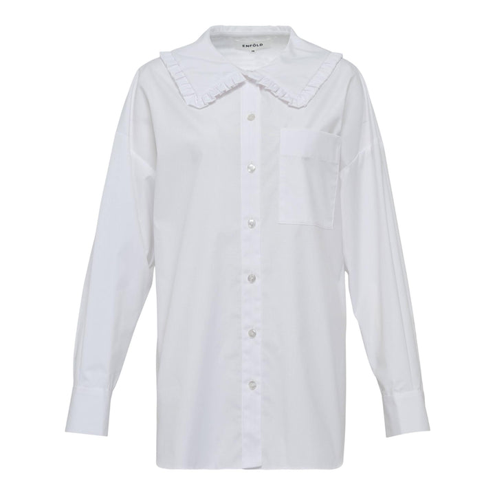 Club21 - ENFOLD - Frilly Collar Shirt - BLOUSES - White