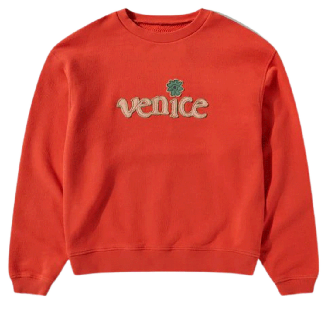 Men Red Venice Crewneck Knit Sweatshirt