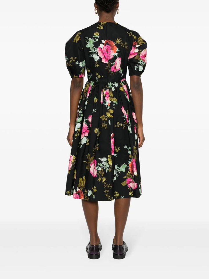 Erdem-Short-Sleeve-A-Line-Midi-Dress-Black-4