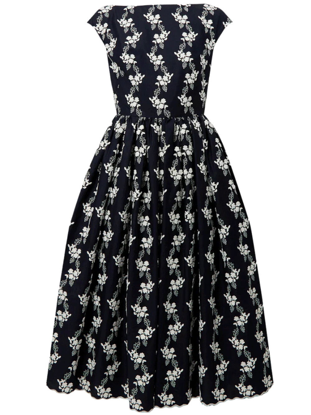 Erdem-Sleeveless-Volume-Hem-Midi-Dress-Navy-1