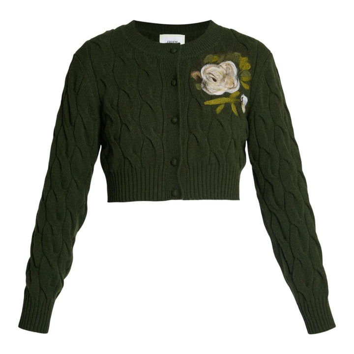 Club21 - Erdem - Crew Neck Cardigan - CARDIGANS - Olive