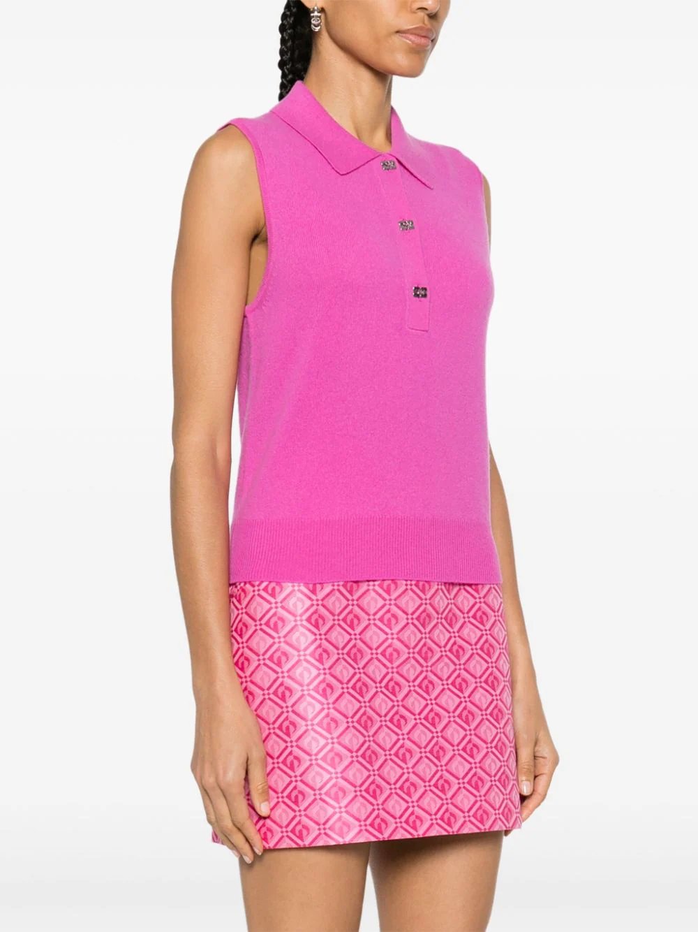 GANNI-Cashmere-Mix-Sleeveless-Polo-Pink-3