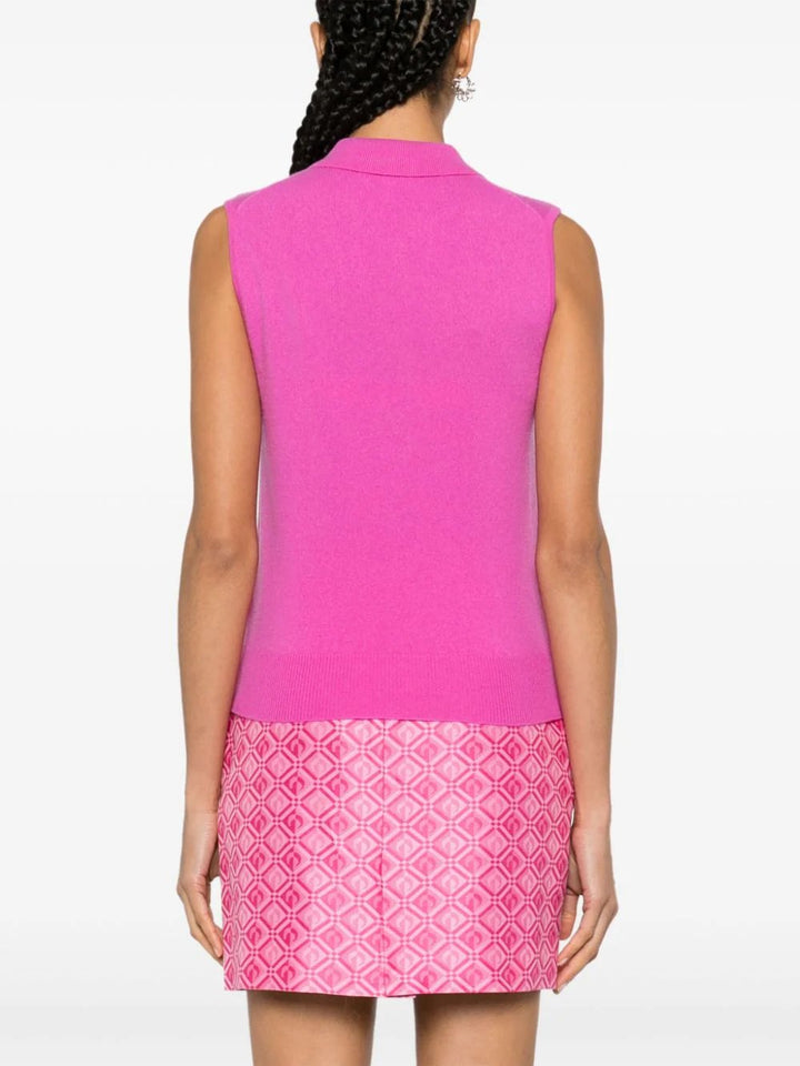 GANNI-Cashmere-Mix-Sleeveless-Polo-Pink-4