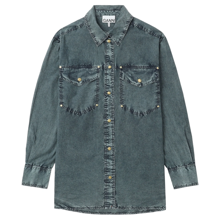 Cotton Poplin Oversized Rivet Shirt