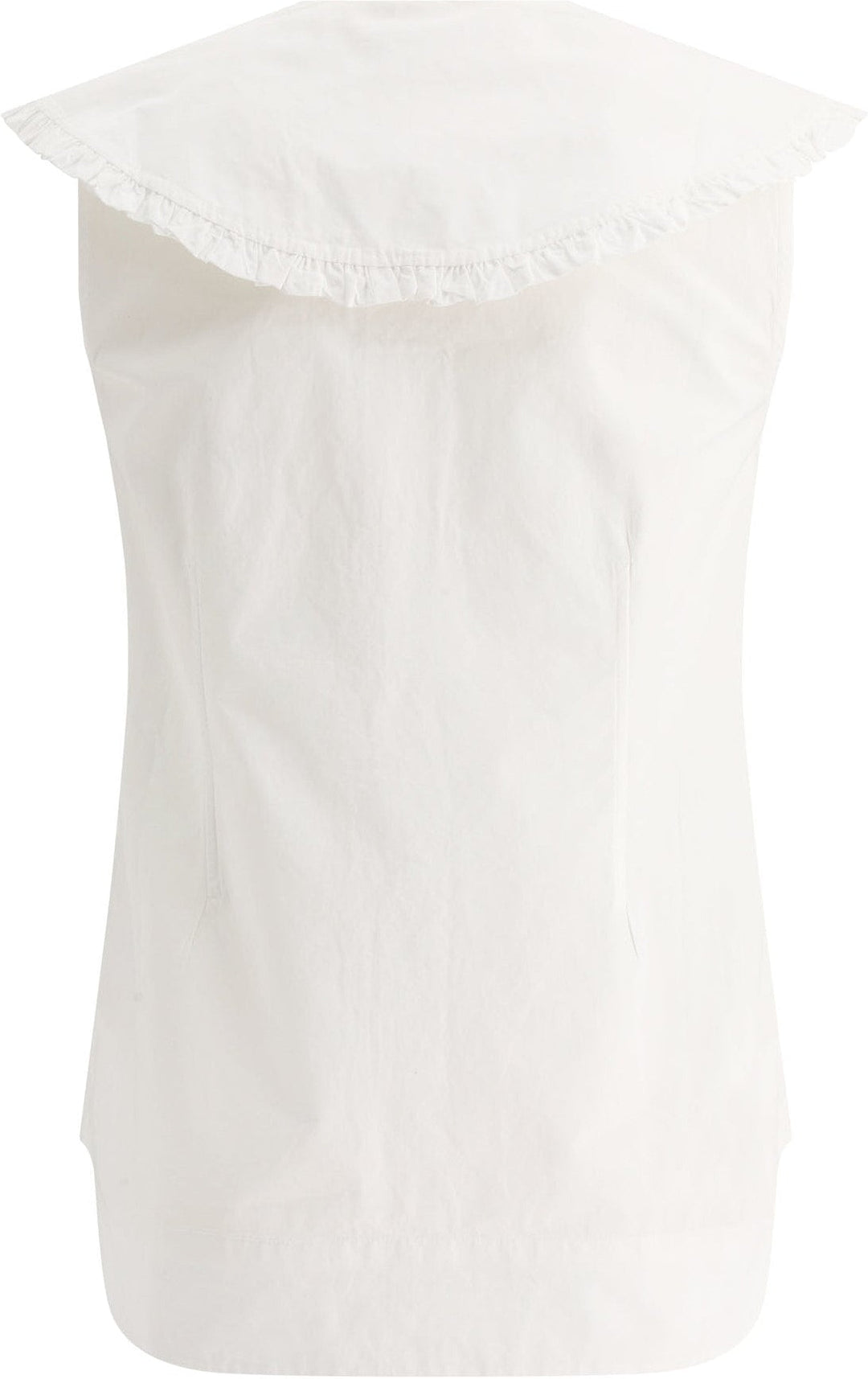 GANNI Cotton Poplin Peter Pan Collar Top White 2