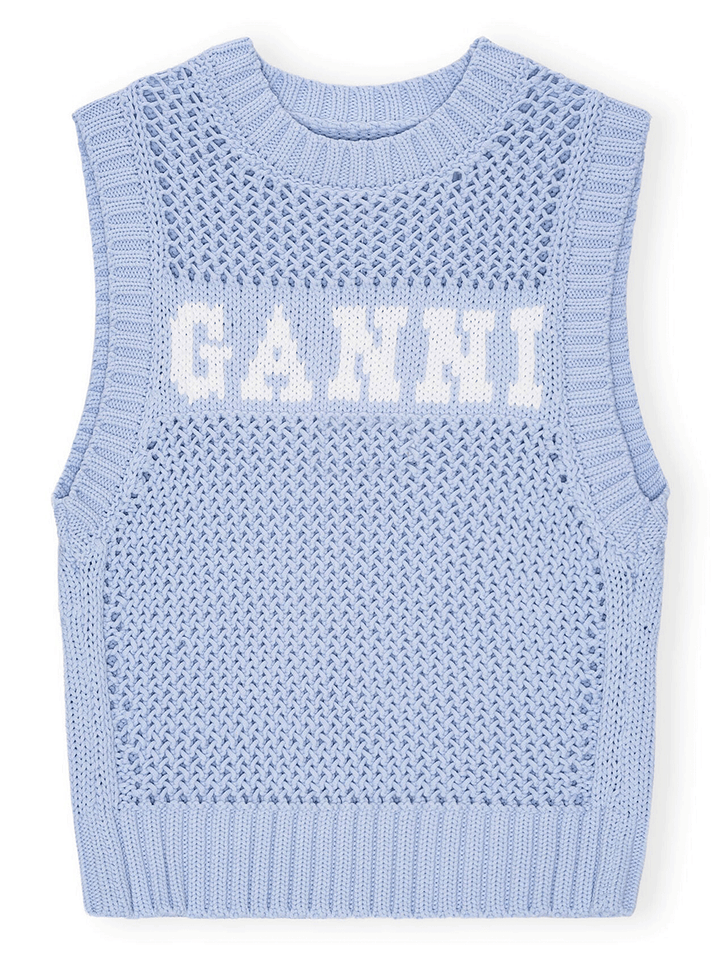 GANNI-Cotton-Rope-Vest-Blue-1