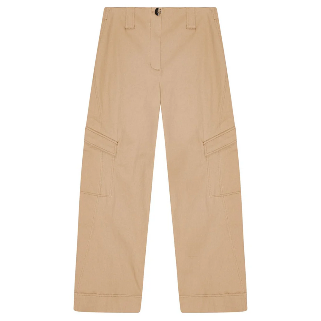 Herringbone Canvas Mid Waist Pants