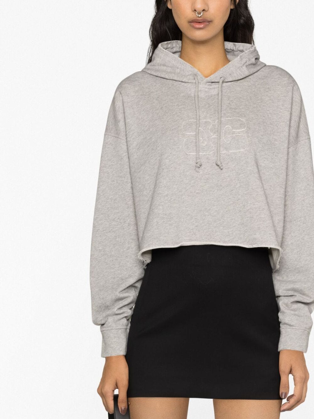 GANNI-Isoli-Cropped-Oversized-Hoodie-Grey-5