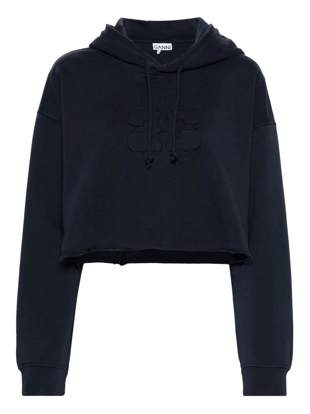 GANNI-Isoli-Cropped-Oversized-Hoodie-Navy-1