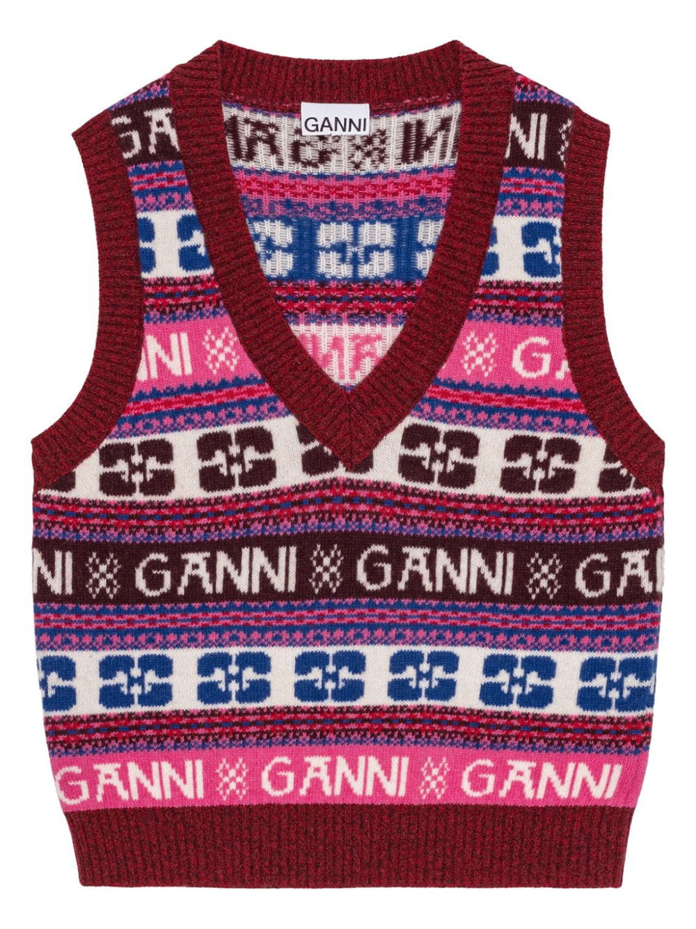 GANNI-Logo-Wool-Mix-Vest-Multi-1