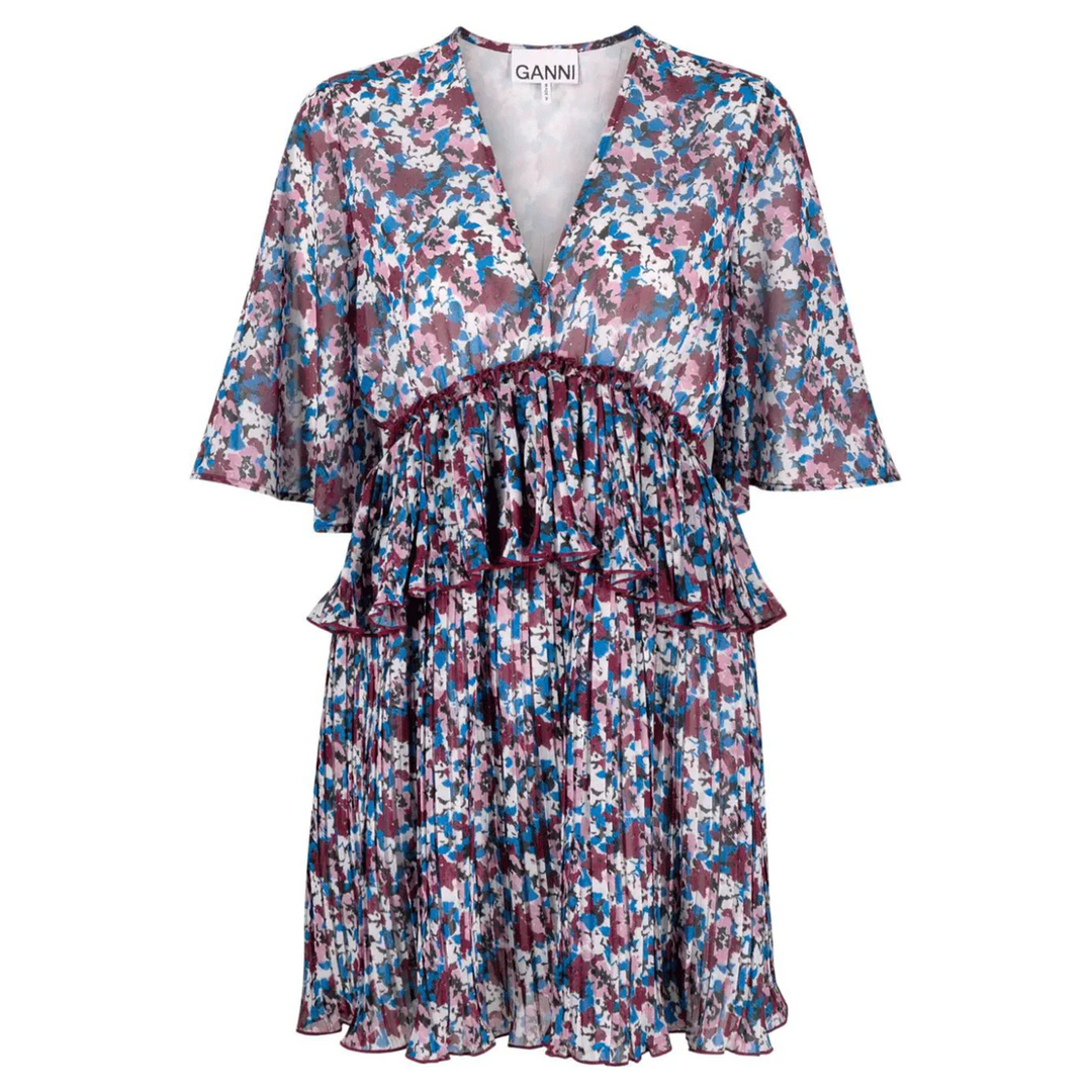 褶襉喬其紗荷葉邊罩衫裙