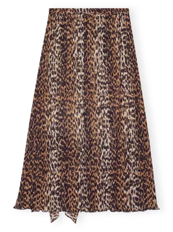 GANNI-Pleated-Georgette-Midi-Flounce-Skirt-Brown-5