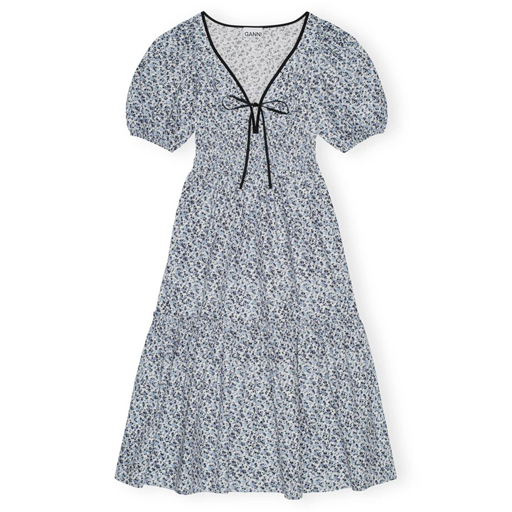 Printed Cotton Long Smock Dress