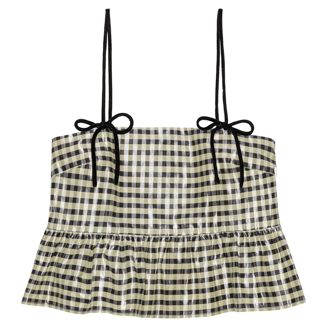 Shiny Check Jacquard Top