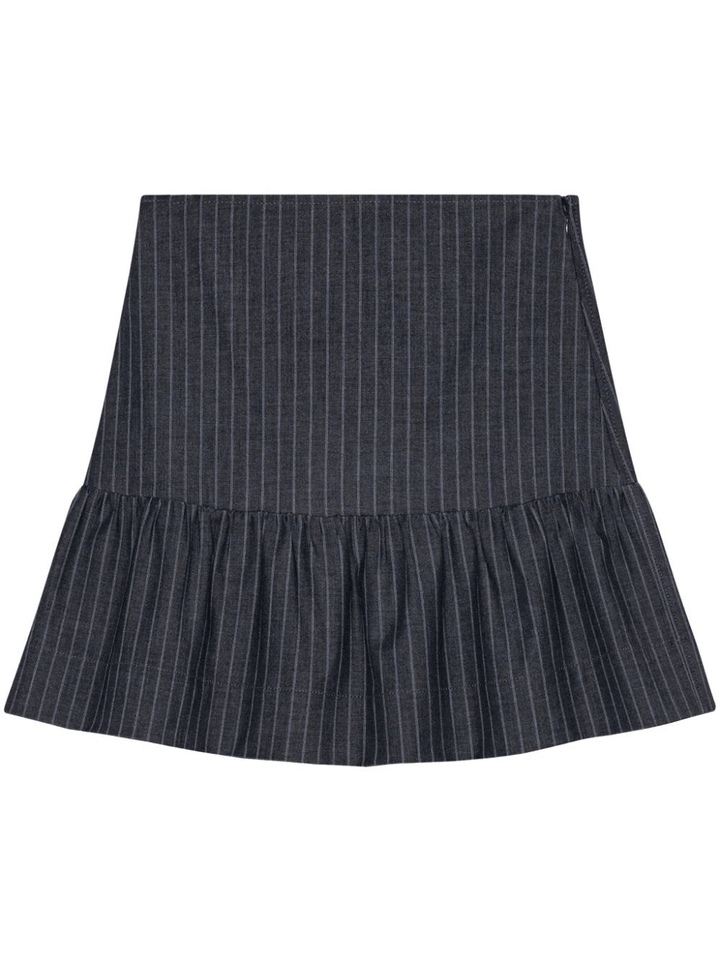 Stretch Stripe Flounce Mini Skirt