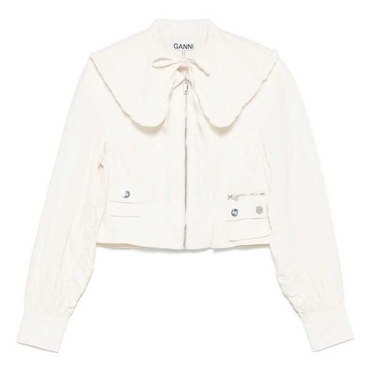 Washed Stretch Cotton Bomber Corset Shirt