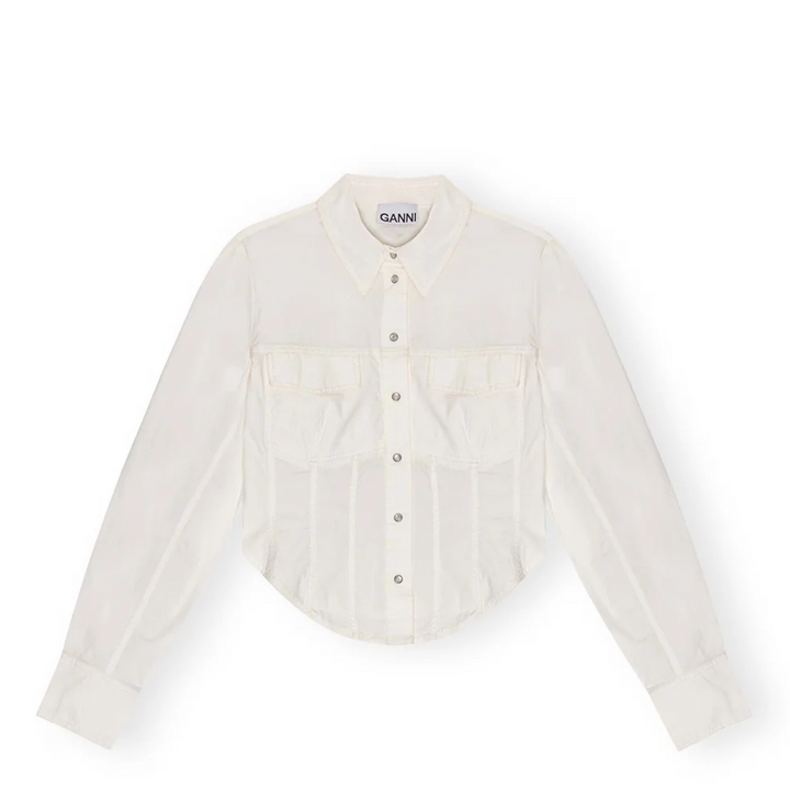 Washed Stretch Cotton Corset Shirt