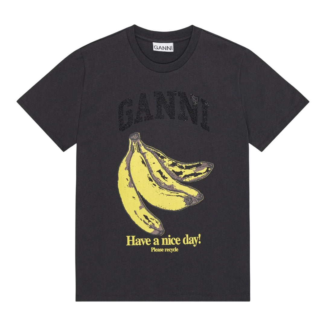 Club21 - GANNI - Basic Cotton Jersey Banana Relaxed Fit T-Shirt - TEES - Grey